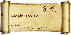 Burján Ibolya névjegykártya